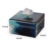 Eve 6 Inch Decorative Accessory Box, Elegant Stone with Finial Accent, Blue