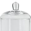 Set of 2 Large Glass Serving Platters with Dome and Finial Handle, Clear