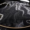Set of 2 Round Accent Trays, Tabletop Decor, Marbling, Black, White, Gold