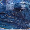 Set of 2 Round Accent Trays, Tabletop Decor, Marbling, Blue, Gold Marbling