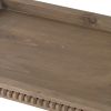 24 Inch Rustic Wood Serving Tray with Iron Handles, Classic Trim, Brown