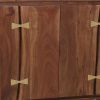 39 Inch Sideboard Cabinet Console Table, Double Doors, Gold Accents, Brown