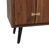 39 Inch Sideboard Cabinet Console Table, Double Doors, Gold Accents, Brown
