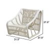 32 Inch Accent Chair, Woven Wicker, Curved Back, Sleigh Base, Modern, White
