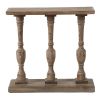36 Inch Console Table, Fir Wood, Classical Turned Pedestal Base, Gray