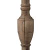 36 Inch Console Table, Fir Wood, Classical Turned Pedestal Base, Gray