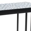 24 Inch End Side Table, Blue Patterned Top, C Shape Open Frame, Black
