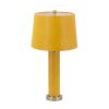 27 Inch Modern Table Lamp, Vegan Faux Leather, Iron, Bright Orange Yellow