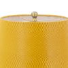 27 Inch Modern Table Lamp, Vegan Faux Leather, Iron, Bright Orange Yellow