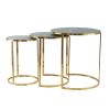 24, 22, 21 Inch Nesting Table, Gold Stainless Steel, Vegan Faux Leather Top