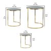 24, 22, 21 Inch Nesting Table, Gold Stainless Steel, Vegan Faux Leather Top