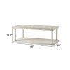 48 Inch Coffee Table, Rectangular, Glass Top, Scroll Design, Vintage White