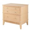 27 Inch Bedside Table, 2 Drawers, Textured Wood, Modern Veneer Finish Brown