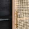 Dana 40 Inch Storage Cabinet, Wood Frame, 2 Shelves, 2 Rattan Doors, Black