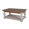 47 Inch Classic Coffee Table, Rectangular, Carved Leg, Bottom Shelf, Brown