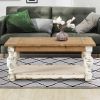 47 Inch Classic Coffee Table, Rectangular, Carved Leg, Bottom Shelf, Brown