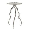 24 Inch Accent Table, Aluminum Metal Branch Tripod Legs, Antique Silver