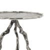 24 Inch Accent Table, Aluminum Metal Branch Tripod Legs, Antique Silver