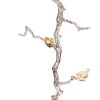 28 Inch Accent Table, Artful Branch Like Frame, Gold Bird Accents, Silver