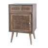 Pia 28 Inch Accent Cabinet, 1 Drawer, Pine Wood, Woven Rattan Door, Brown