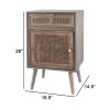 Pia 28 Inch Accent Cabinet, 1 Drawer, Pine Wood, Woven Rattan Door, Brown