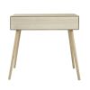 Pia 32 Inch Wood Console Table, 2 Drawers, Woven Rattan, Natural Brown