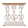 32 Inch Console Table, Fir Wood, Traditional, Scrollwork, Whitewash, Brown