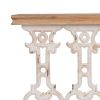 32 Inch Console Table, Fir Wood, Traditional, Scrollwork, Whitewash, Brown