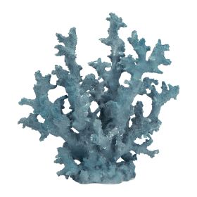 Pax 11 Inch Faux Coral Accent Decor for Tabletops, Powder Blue Polyresin