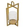 19, 15, 11 Inch Lanterns, Set of 3, Tea Light Glass Holders, Modern, Gold