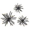 11, 8, 6 Inch Table Top Decorative Abstract Statuettes Set of 3, Black Gold