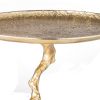 28 Inch Accent Table, Artful Branchlike Frame, Silver Bird Accents, Gold