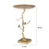 28 Inch Accent Table, Artful Branchlike Frame, Silver Bird Accents, Gold