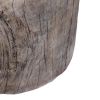 9 Inch Cement Stool Table, Tree Stump Design, Round Top, Classic Brown