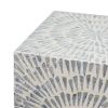 18 Inch Modern Capiz Accent Table Stool, Square, Gray Starburst Pattern