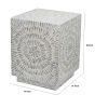 18 Inch Modern Capiz Accent Table Stool, Square, Gray Starburst Pattern