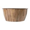 37 Inch Round Coffee Table, Drum Shape, Mango and Sheesham Wood, Brown
