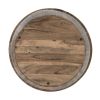 37 Inch Round Coffee Table, Drum Shape, Mango and Sheesham Wood, Brown