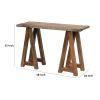 Drue 48 Inch Side Console Table, Textured Rustic Brown Wood Frame