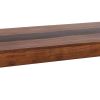 52 Inch Modern Coffee Table, Acacia Wood with Classic Block Legs, Brown