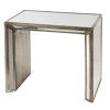 27, 21 Inch Nesting Side Table Set of 2, Mirrored Wood Frame, Silver