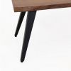 47 Inch Coffee Table, Live Edge Acacia Wood with Iron Legs, Brown, Black
