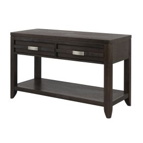 Joni 48 Inch Side Console Table, Acacia Wood, 2 Drawer, 1 Shelf, Espresso