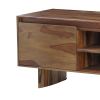 58 Inch TV Media Entertainment Cabinet, 2 Door 1 Shelf, Sheesham Wood Brown