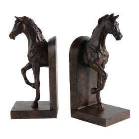 11 Inch Modern Bookend, Trotting Horse FIgurines, Artisanal Black Finish