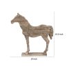20 Inch Accent Decor Figurine Polyresin Standing Horse, Natural Wood Finish