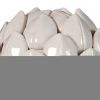 10 Inch Artichoke Accent Decor, Standing Turned Pedestal, White Ceramic