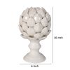 10 Inch Artichoke Accent Decor, Standing Turned Pedestal, White Ceramic