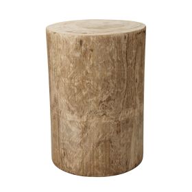 18 Inch Modern Side End Table, Tree Log Design, Paulownia Wood, Natural