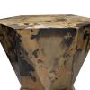 19 Inch Modern Side End Table, Hourglass Shape, Iron Patina Finish, Gold